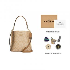 COACH Молли холщовая сумка с кожаной отделкой ведро