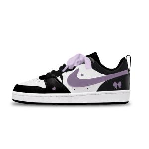 Nike Кроссовки для скейтбординга Court Borough Purple Heart Knot с противоскользящей и износостойкой подошвой, низкие, детские, фиолетовые, унисекс