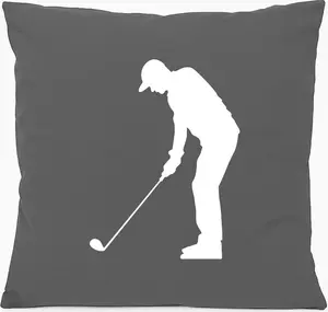 Подушка для дивана Huuraa, силуэт гольфа, подарочная, 40x40 см, с наполнителем, серо-стальной, хлопковый сувенир для гольфа Hellweg Druckerei