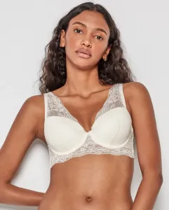 Бюстгальтер-бралетт на косточках и поролоном из кружевной ткани Gisela, цвет Crudo