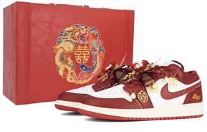 Jordan Кроссовки Air 1 Vintage баскетбольные женские Low top Red/White/Gold