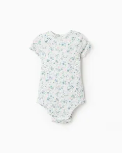 Боди для девочки с цветочным узором в рубчик Zippy, белый