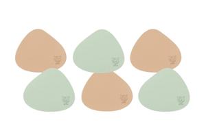 Подставки под стаканы - набор из 6 штук - из переработанной кожи бледно-розового и бледно-зеленого цвета Björn, розовый