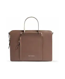 Расширяемая, тонкая женская сумка для ноутбука с отделением для iPad, ударопрочная, с мягкой подкладкой и защитой от RFID-сканирования. Piquadro, коричневый