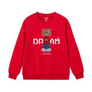 Детская толстовка с круглым вырезом утолщенная Jeep, new year красный fleece-lined