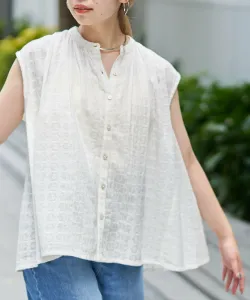 Хлопковая блузка с вышивкой и складками в французском стиле Coen, цвет Off White