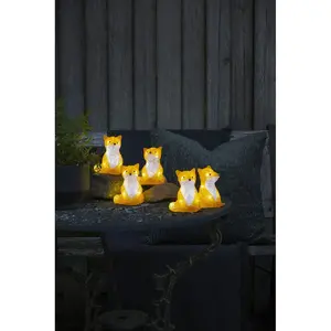 Гирлянда LED Новогоднее украшение для улицы, 40 ламп LED с эффектом пламени, акриловые сидячие лисы, набор из 5 штук, 40 холодных белых диодов Konstsmide, прозрачный