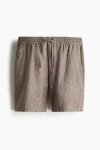Шорты из льняной смеси, стандартного кроя H&M, бежевый