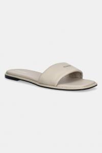 Кожаные шлепанцы FLAT SANDAL SQUARE HF LTH Calvin Klein, бежевый