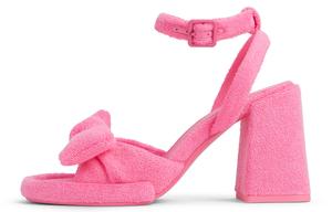 Сандалии на высоком каблуке 9,5 см с одной бретелью розово-черные текстурированные черные текстурированные/зеленые CHARLES&KEITH