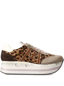Кроссовки Beth 7741 на платформе с леопардовым принтом PREMIATA, коричневый