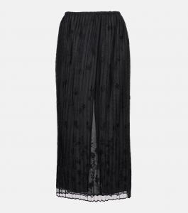 Вышитая плиссированная тюлевая юбка миди Toteme, черный