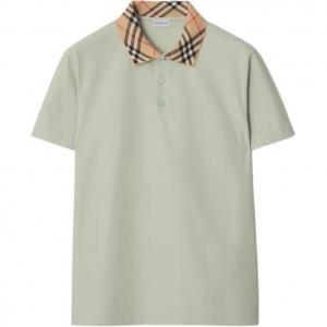 Хлопковая поло с воротником Burberry, зеленый
