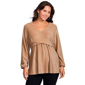 Женский топ с баской и мерцающим эффектом plus size Avenue, Gold Shimmer