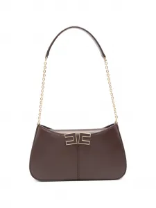 Сумка на плечо с цепочкой и логотипом Elisabetta Franchi, коричневый