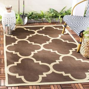Ковер SAFAVIEH, 122 x 122 см, Washable Rug Outdoor Courtyard Collection — Dark Brown, без линьки и легкий в уходе, идеально для патио, заднего двора, прихожей (CY6243-204)