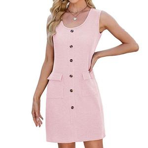 Женское платье-сорочка без рукавов мини с карманами Seoria, Pink