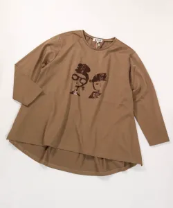 Пуловер с пайетками и нерегулярным краем Studio Picone, цвет Brown (010)