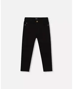 Брюки из эластичного твила для младенцев, черные, для младенцев Deux par Deux, черный