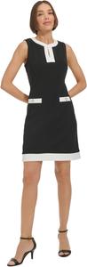 Женское платье Tommy Hilfiger без рукавов с разрезом на горловине и контрастной каймой из крепа Scuba, Black/Ivory