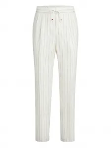 Полосатые брюки с кулиской Brunello Cucinelli, бежевый