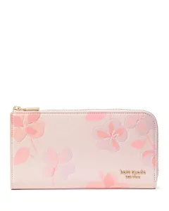 Весенние анютины глазки Девина, кошелек на молнии в континентальном стиле Kate Spade New York, розовый
