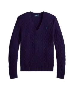 Пуловер приталенного кроя с V-образным вырезом Ralph Lauren, фиолетовый