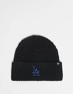 47 Brand LA Dodgers шапка-бини с ребристыми манжетами черного цвета