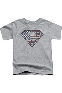 Футболка с флагом Superman в стиле "израненный" для детей Gildan, Athletic Heather