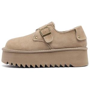 AGSDON Женские повседневные туфли-лодочки светло-бежевые [плотный флис], цвет Light Khaki[Thick Fleece]