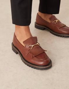 Лоферы Made In Portugal из светло-коричневой кожи с бахромой и шнуровкой Noak