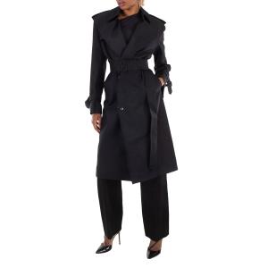 Бурберри Дабл-Брестед Тренч Кост из смесового шелка Burberry, черный