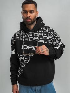 Толстовка с капюшоном свободного кроя с логотипом по всей поверхности, черного цвета DADA