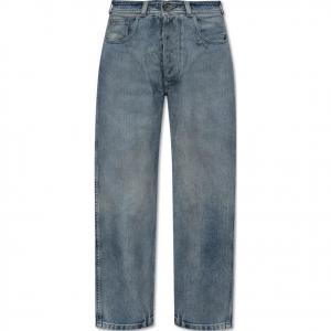 Джинсы с высокой талией и потертостями Maison Margiela, синий