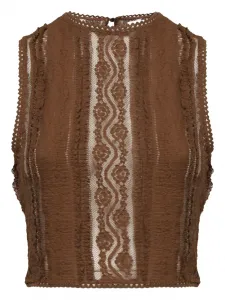 Топ с кружевом Charo Ruiz Ibiza, коричневый