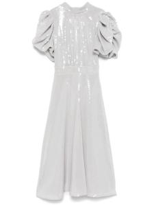 ROTATE BIRGER CHRISTENSEN платье миди с объемными рукавами и пайетками, серый