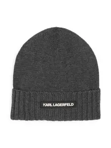 Шапка бини с вышитым логотипом KARL LAGERFELD KIDS, серый