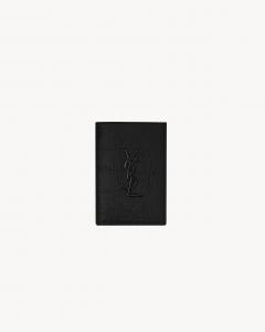 Кредитная карта CASSANDRE из кожи с тиснением под крокодила Saint Laurent, черный