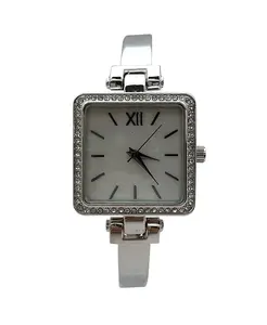 Женские часы с тонким квадратным циферблатом и стразами Olivia Pratt, silver