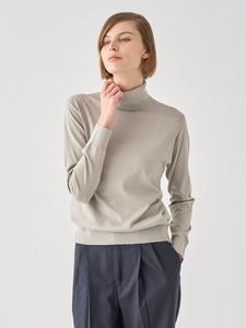 Тканевый пуловер с высоким воротником и длинными рукавами из хлопка | FRANCES | 30G, современный крой