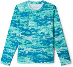 Футболка Columbia Boys PFG Solar Stream с длинным рукавом и принтом, Glaze Green Sumi Camo