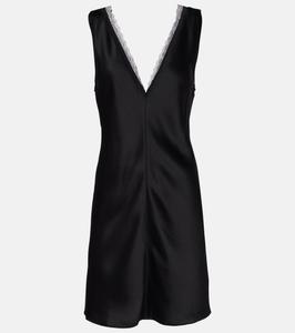 Бархатное мини-платье с кружевной отделкой Leset, черный