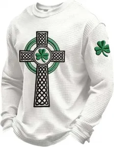 Футболка мужская St Patricks Day с длинным рукавом и принтом в виде зеленого клевера