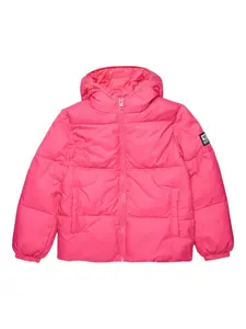 Пуховик с капюшоном Diesel Kids, розовый