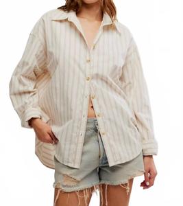 Полосатая рубашка в стиле варьете в комбинации цветов айвори Free People, слоновая кость