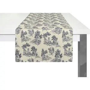 Дорожка для стола Good Old Days органическая GOTS, сертифицирована CERES 0242, Сделано в Германии Adam, темно-синий/натуральный