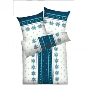 Постельное белье Dyckhoff «Снежинка», из мягкой махры, серый/синий