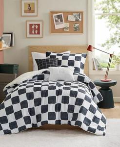 Майли в клетку, 4 шт. Комплект одеял, Twin/Twin XL Intelligent Design, черный