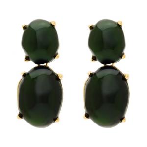 SAINT LAURENT Серьги-клипсы для женщин Resin, Metal, Gemstone Green