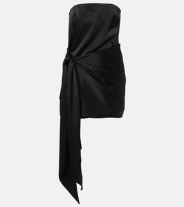 Атласное мини-платье с завязками David Koma, черный